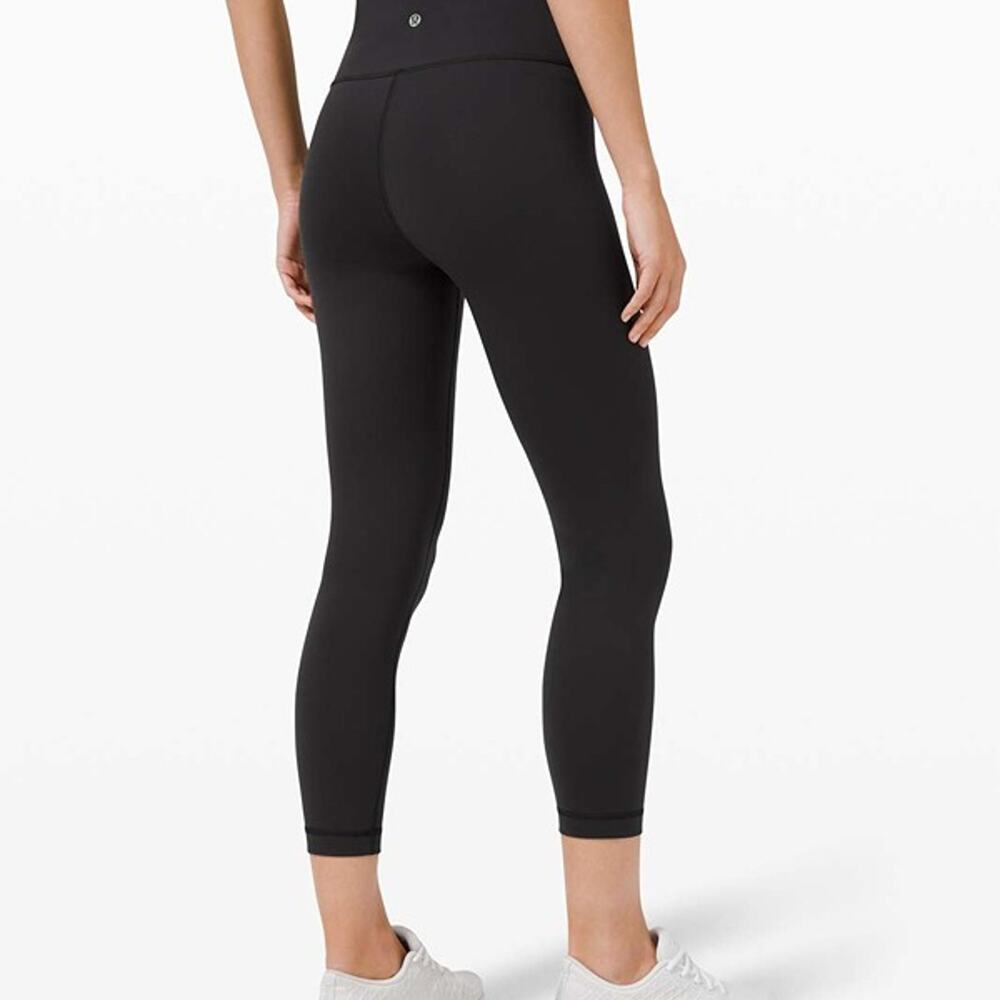 Lululemon Wunder Train High Rise Crop 23" Black Everlux Training Leggings Size 2